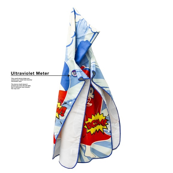 UV Sensing Kids Micro-Fiber Super Power Poncho Hooded Beach Towel Cover Up OS - Picture 3 of 9